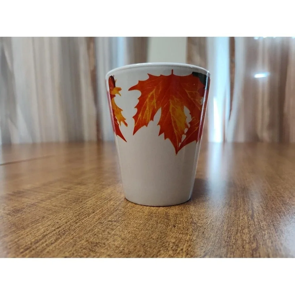 Handmade Autumn Maple Leaves 10 oz Pumpkin Spice Two Wick Mug Candle OOAK B22